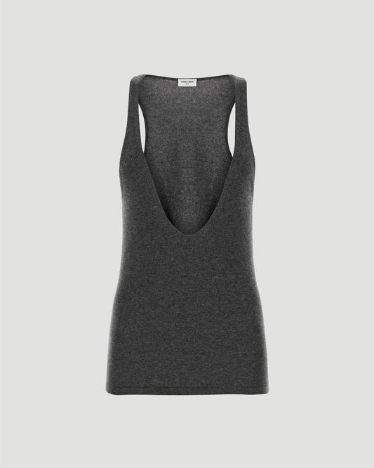 GREY CASHMERE TANK TOP