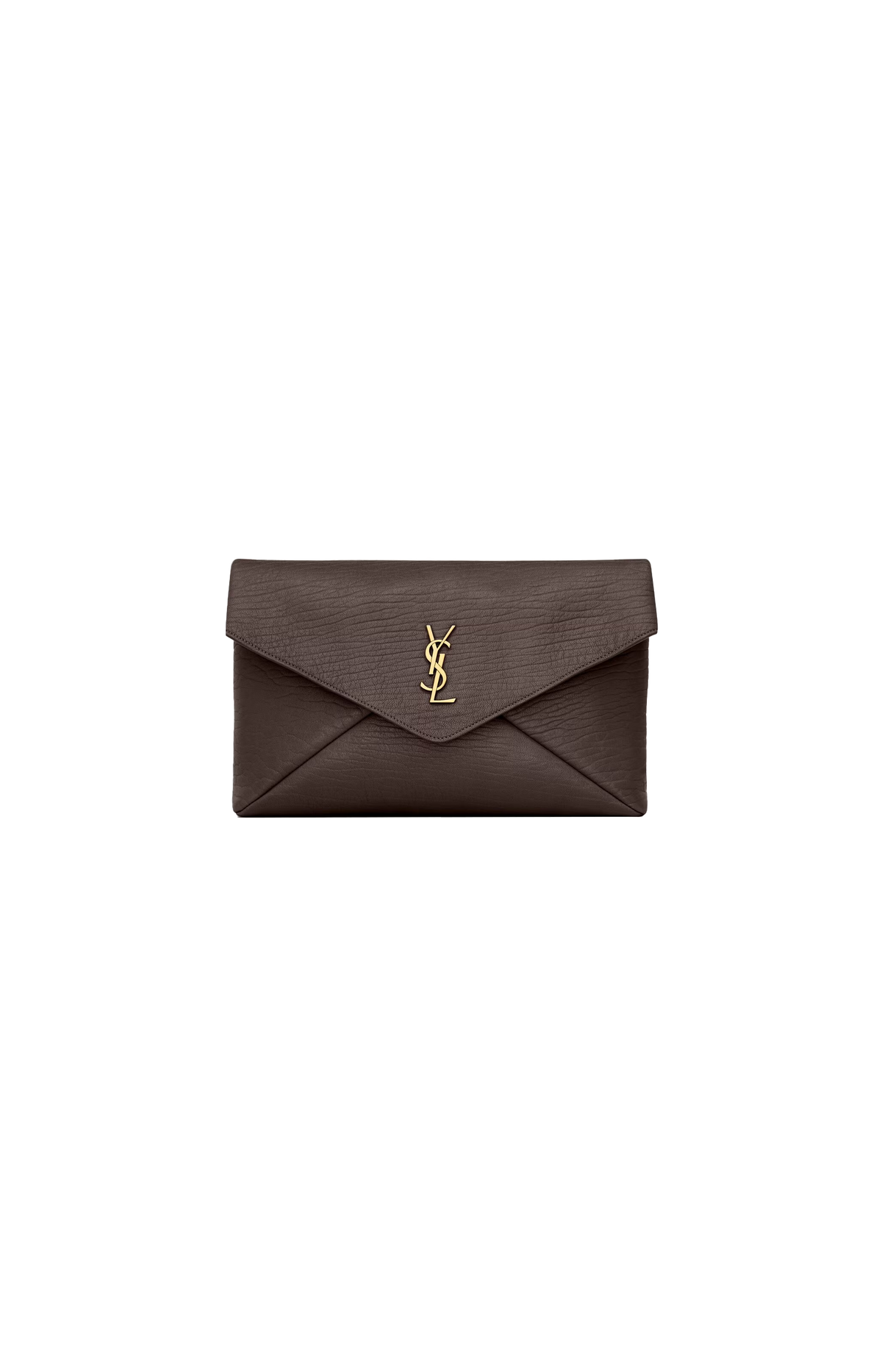 Cassandre Large Envelope Pouch in Lambskin in Brown