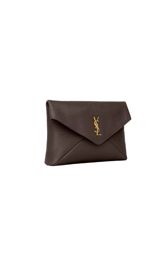 Cassandre Large Envelope Pouch in Lambskin in Brown