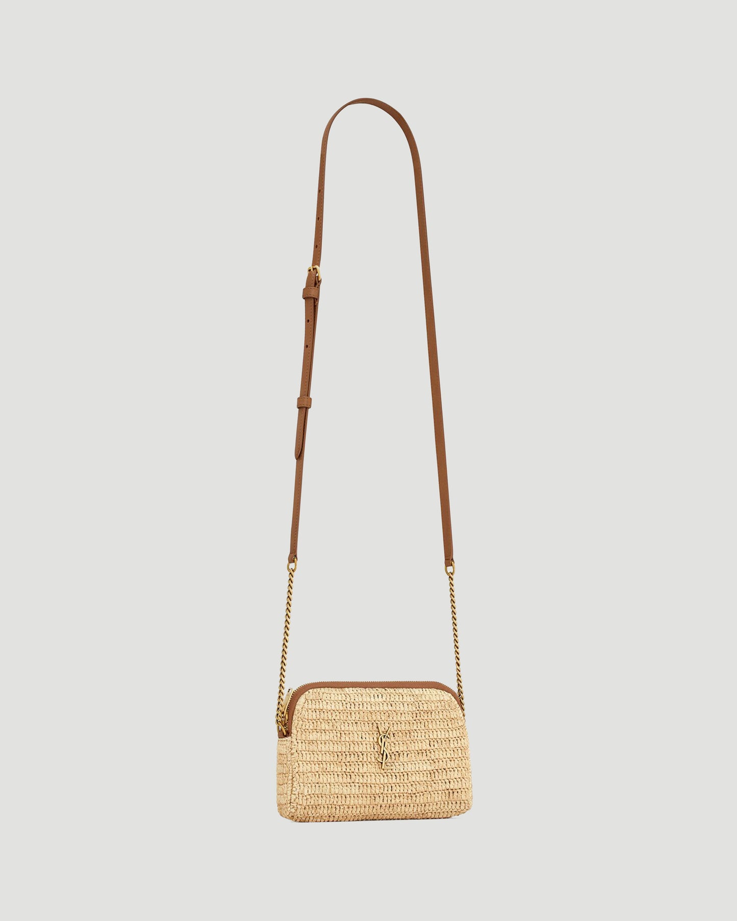GABY ZIPPED POUCH IN RAFFIA