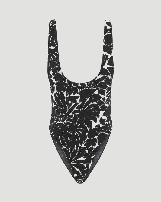 SCOOP-NECK BODYSUIT IN PALM JERSEY