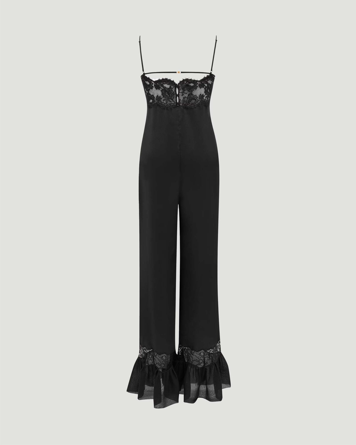 Silk Jumpsuit With Lace Trim