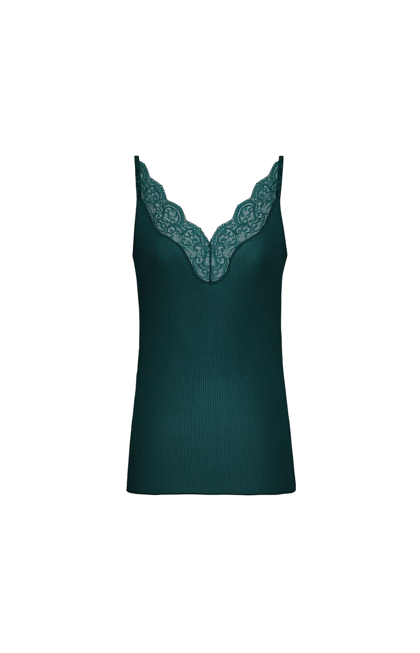 Laced Tank Top in Ribbed Silk