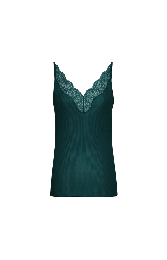 Laced Tank Top in Ribbed Silk