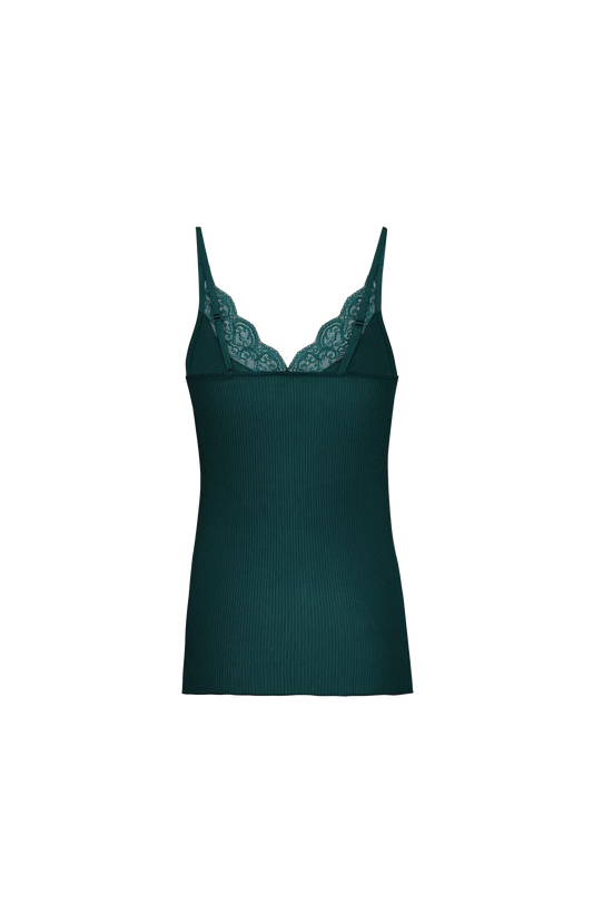 Laced Tank Top in Ribbed Silk