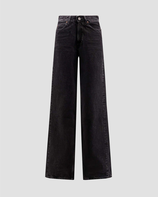 V-Waist Long Baggy Jeans in 90's French Black Denim