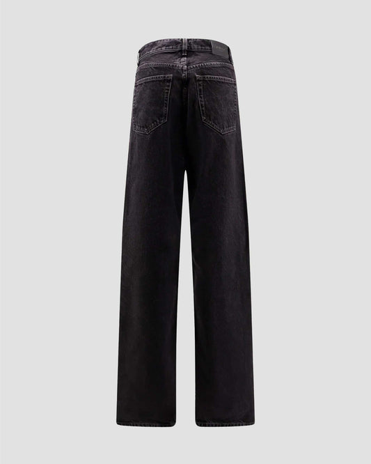 V-Waist Long Baggy Jeans in 90's French Black Denim