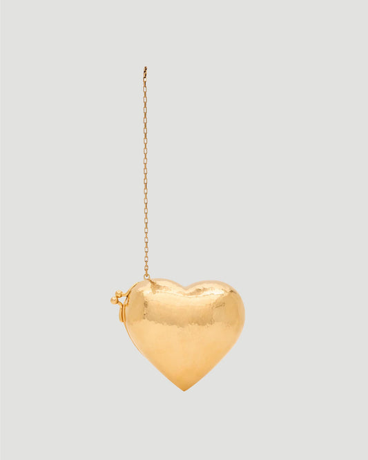 Evening Mini Heart Minaudière in Brass