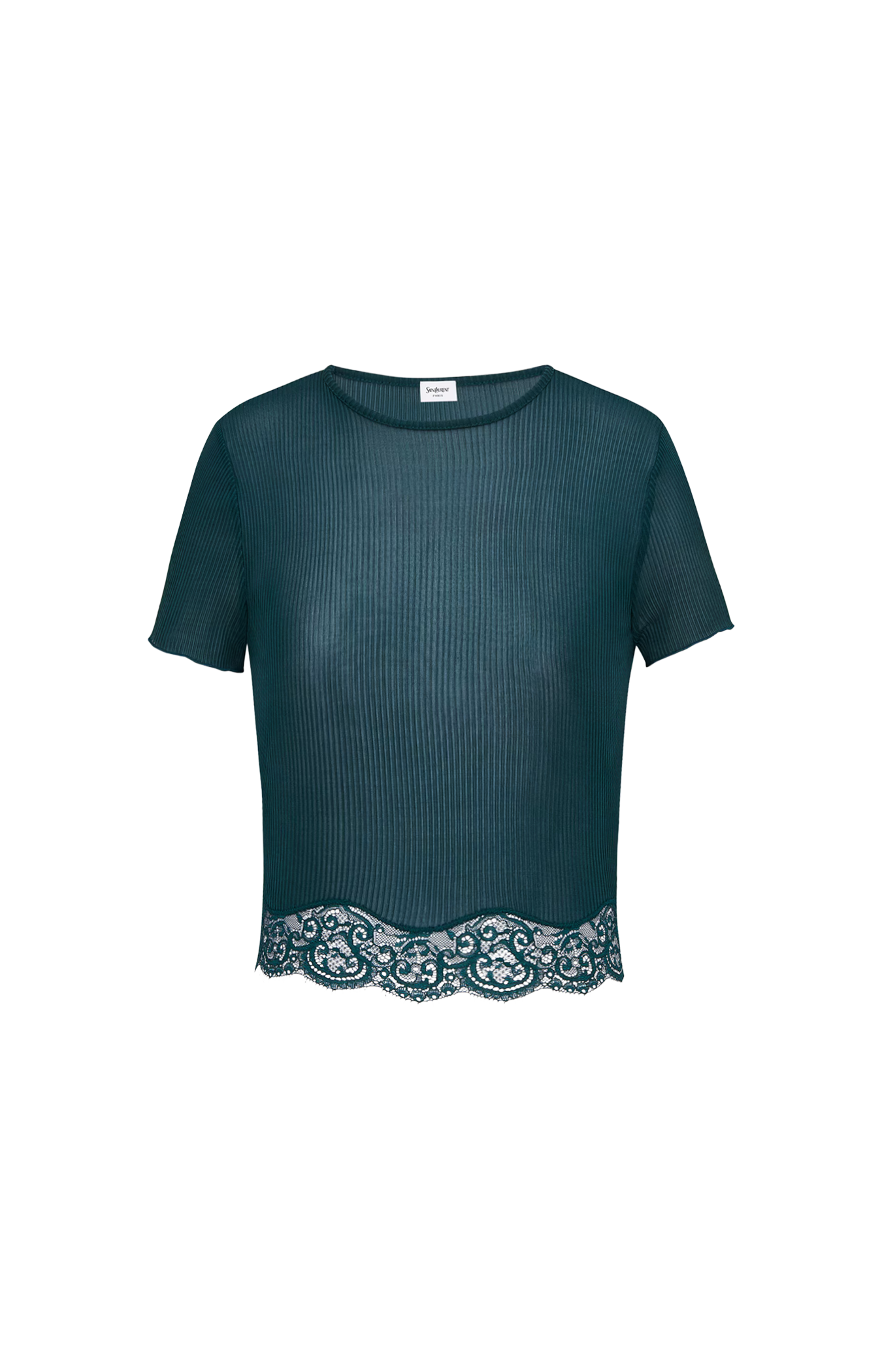 Laced T-Shirt in Ribbed Silk