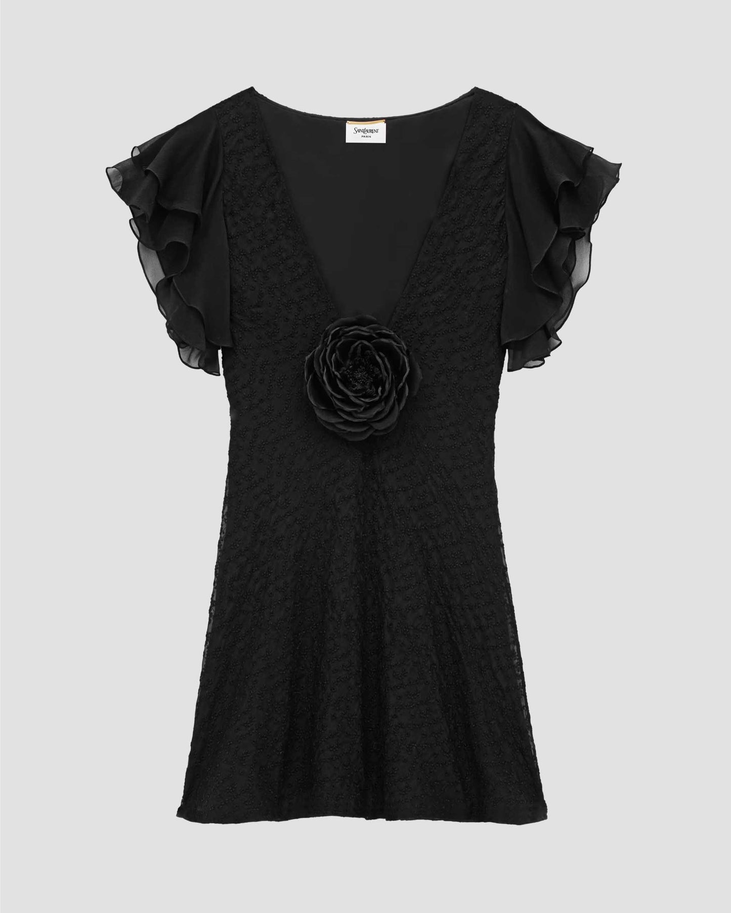 V-neck dress in embroidered muslin