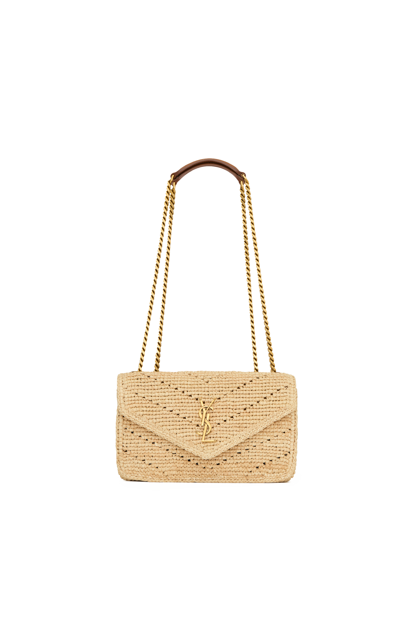Saint Laurent Loulou Small Chain Bag in Raffia