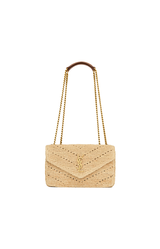 Saint Laurent Loulou Small Chain Bag in Raffia