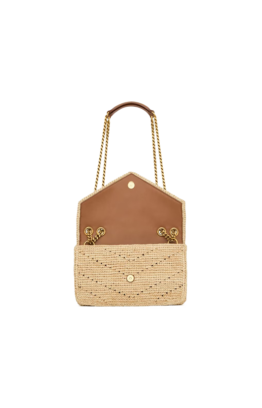 Saint Laurent Loulou Small Chain Bag in Raffia