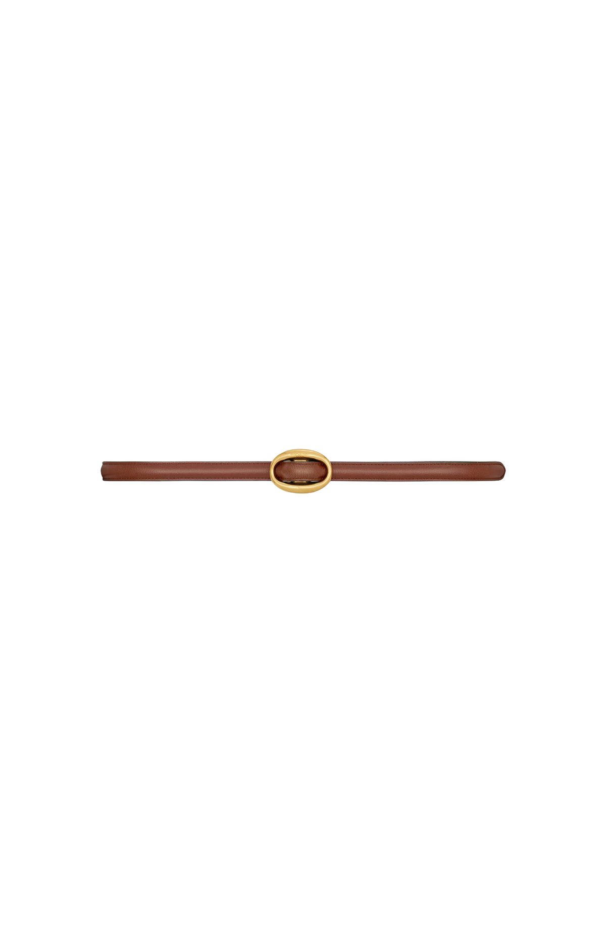 Oval Buckle Thin Reversible Belt in Smooth Leather in Black/Clay