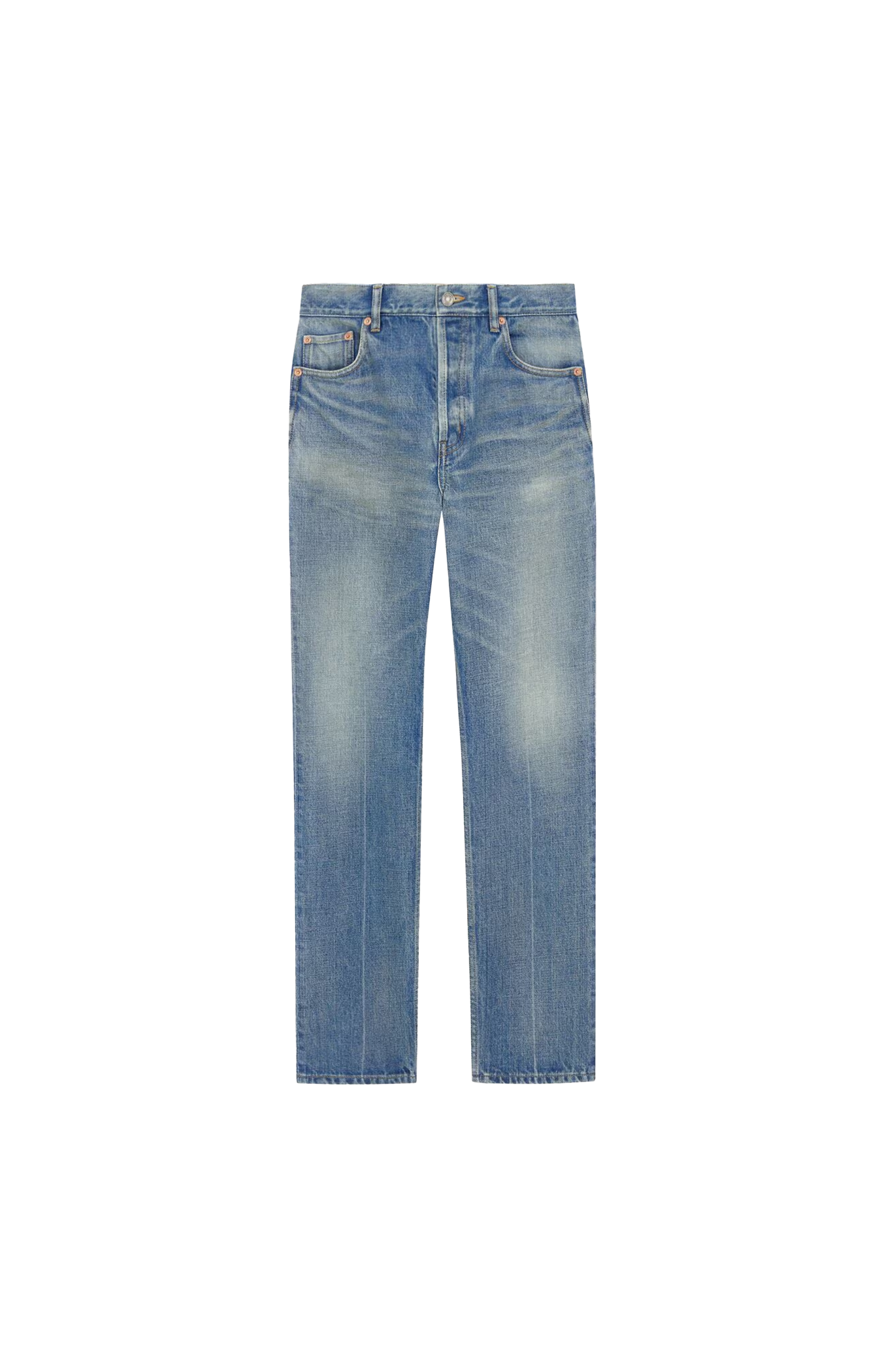 Mid-Rise Straight Jeans in Medium Blue