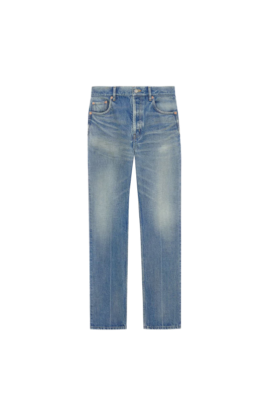 Mid-Rise Straight Jeans in Medium Blue