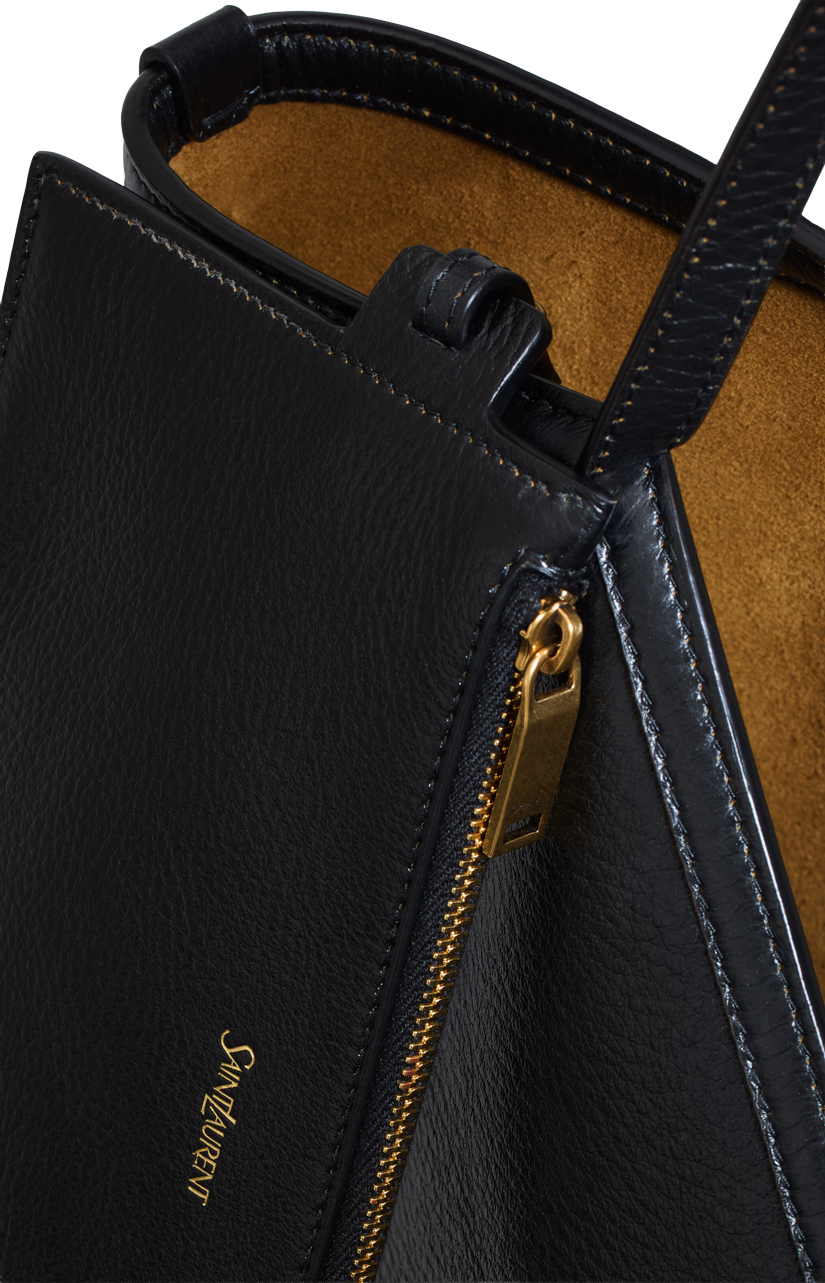 Y Thin Tote in Black Leather