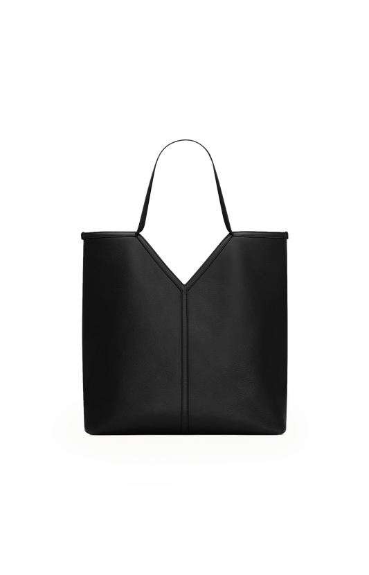 Y Thin Tote in Black Leather