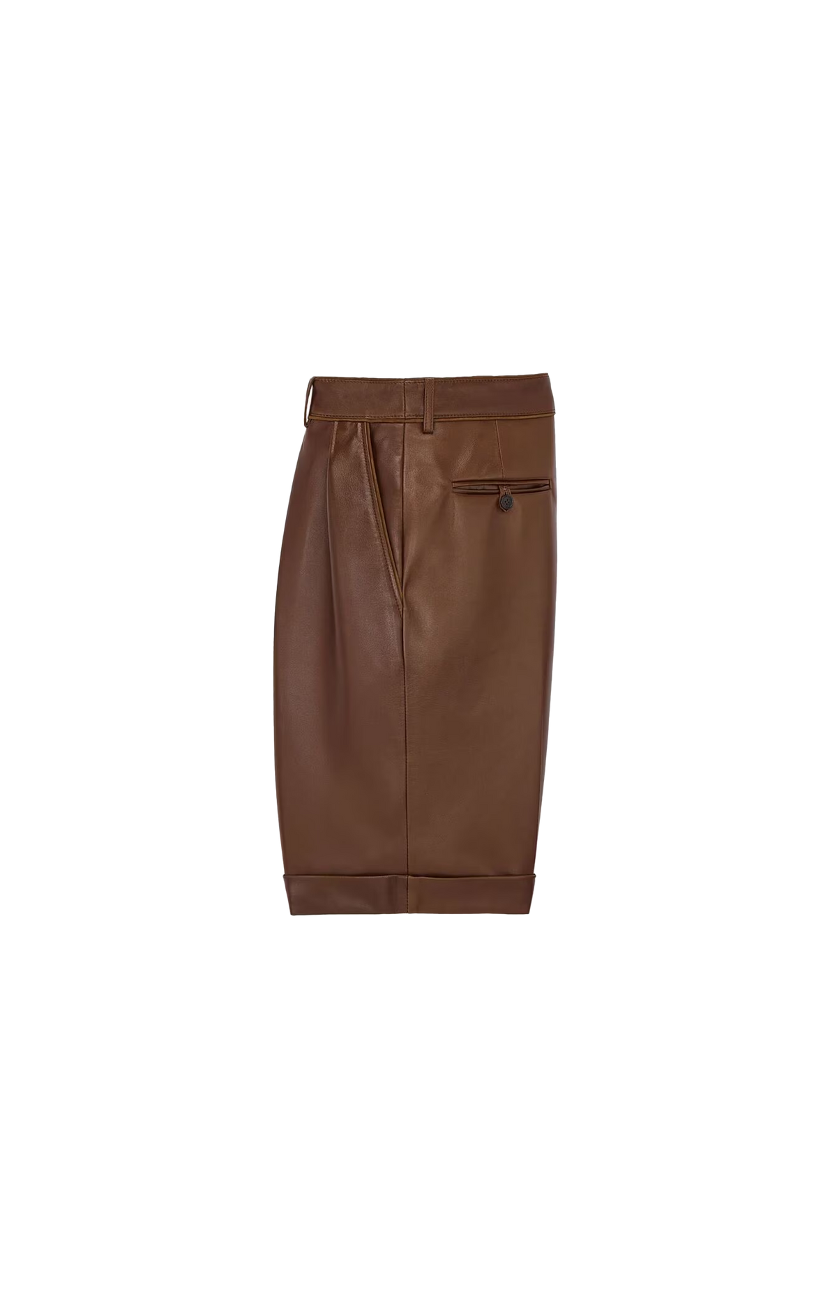 Saint Laurent Bermuda Shorts in Lambskin in Brun Chene/Cafe — product photo 2