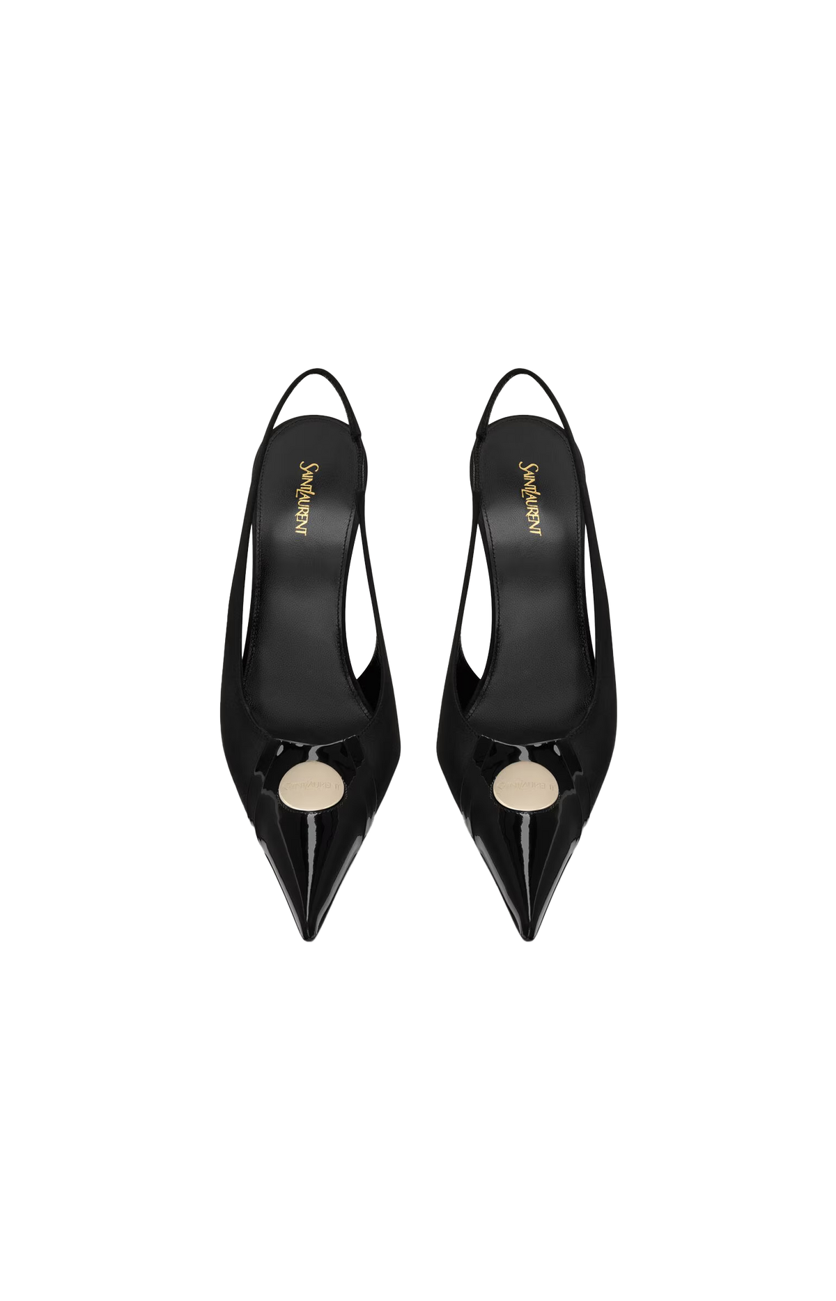 Louis Slingback Pumps in Patent Leather and Satin in Black