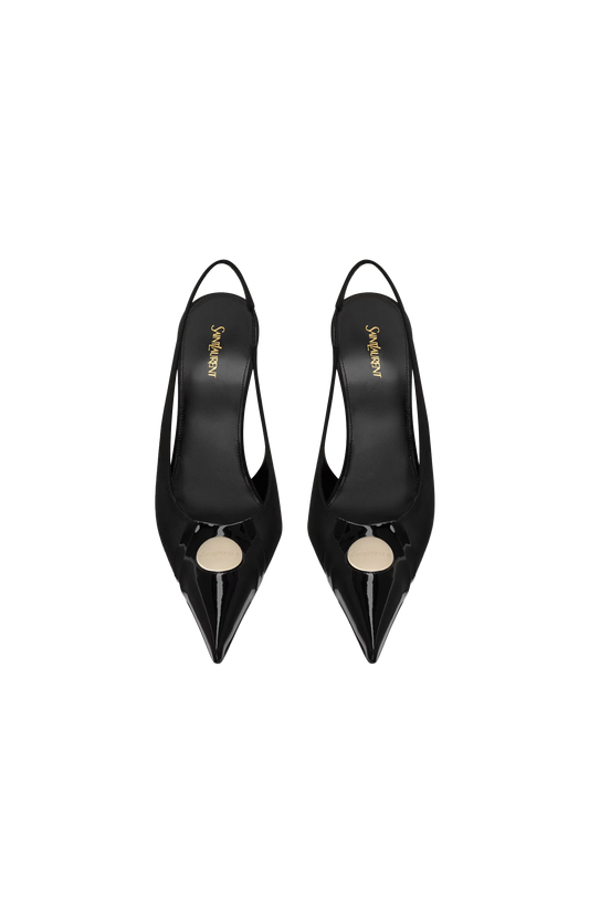 Louis Slingback Pumps in Patent Leather and Satin in Black