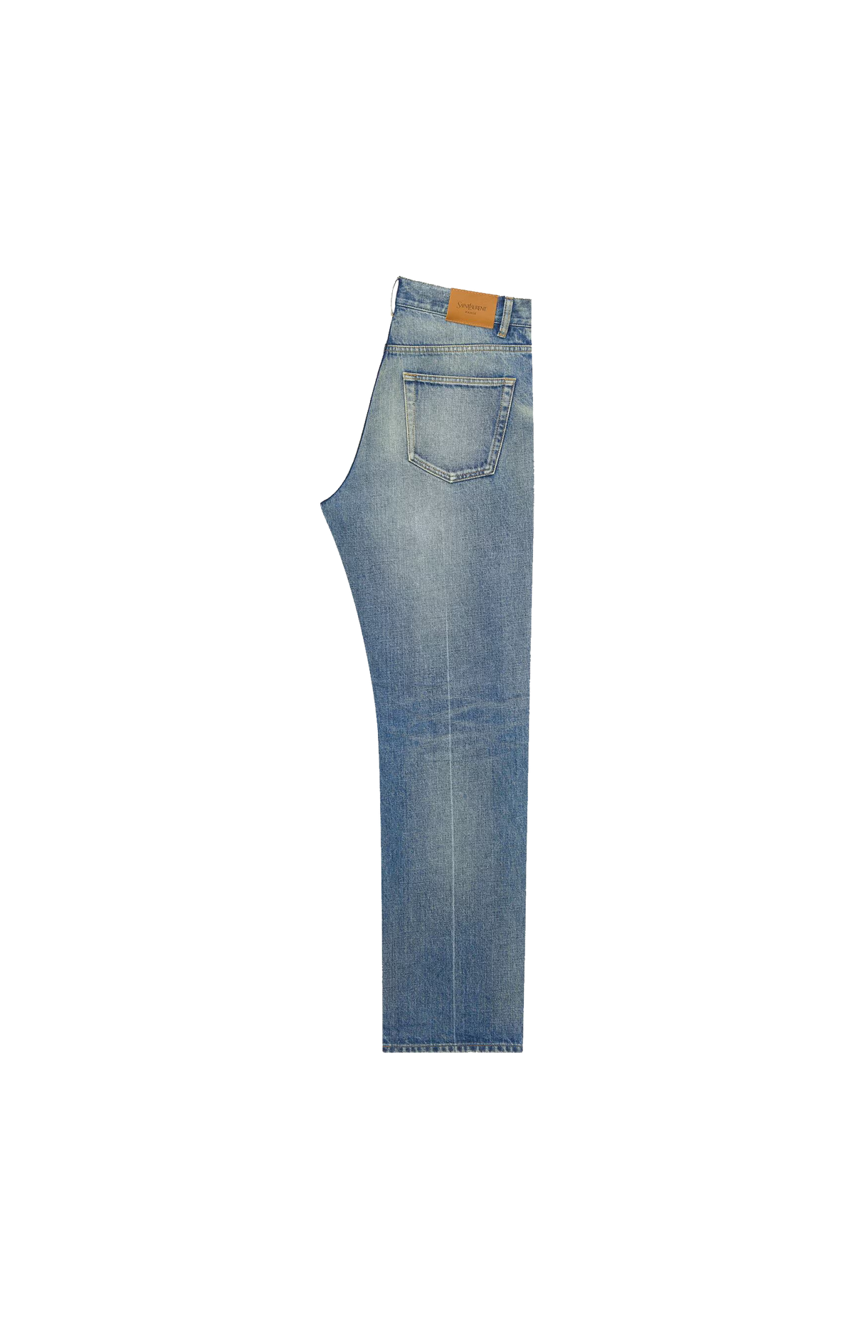 Tapered Mid Rise Jeans in Medium Blue