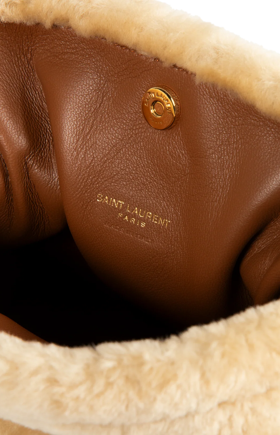 Jamie Shearling Mini Shoulder Pouch in Natural
