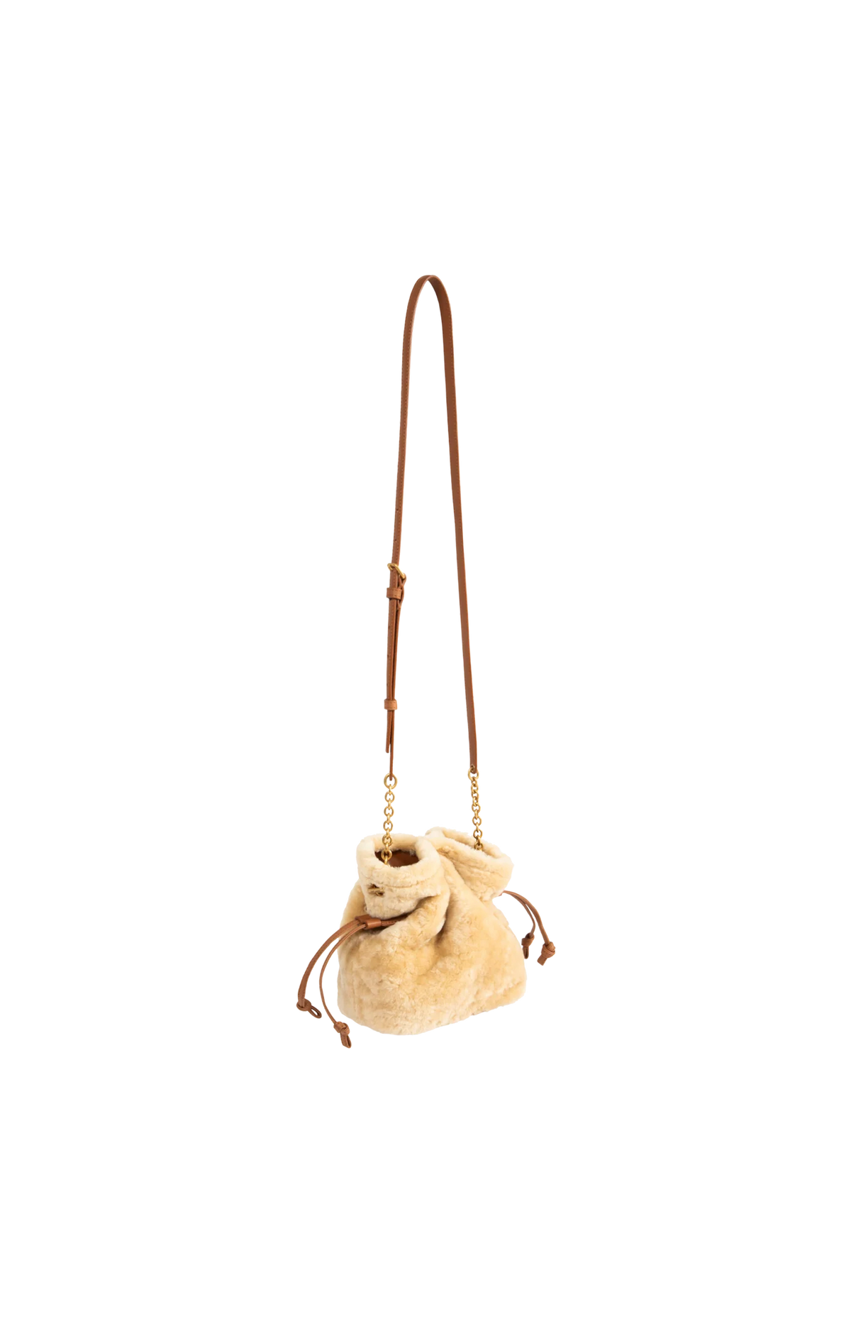 Jamie Shearling Mini Shoulder Pouch in Natural