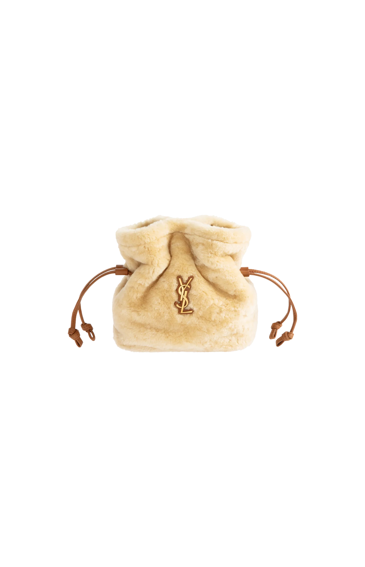 Jamie Shearling Mini Shoulder Pouch in Natural