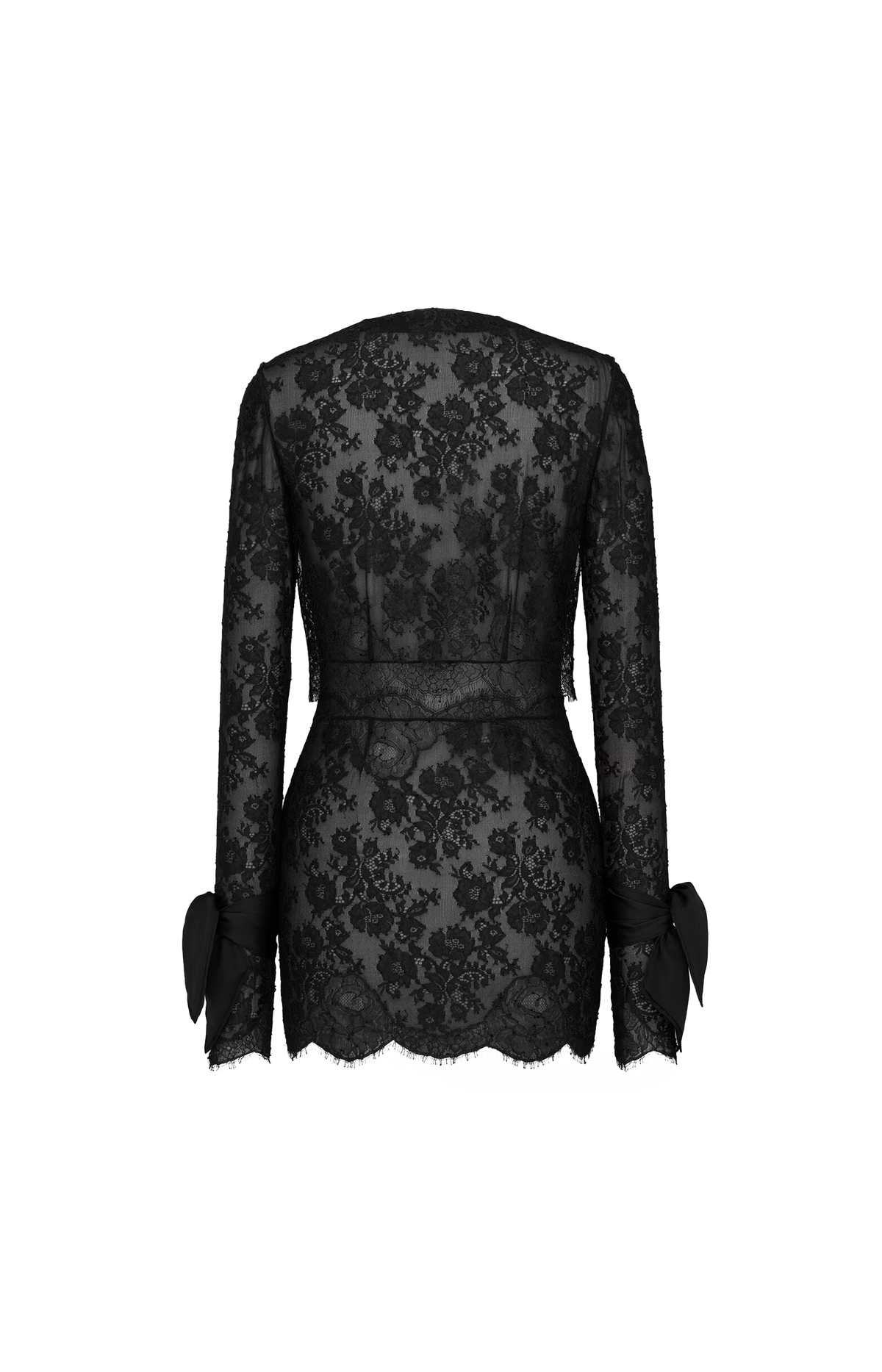 Saint Laurent Lavallière-Cuff Mini Dress in Silk Lace in Black — product photo 2