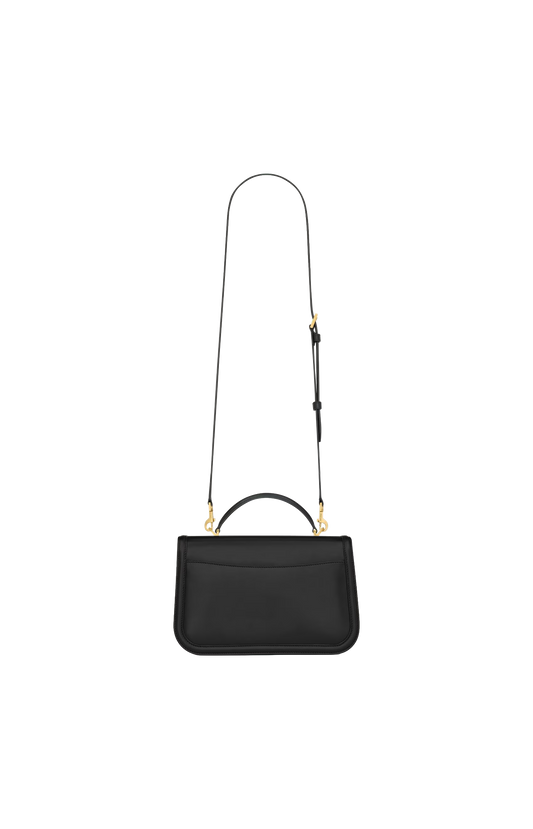 Solferino Small Top Handle Bag in Box Leather in Black