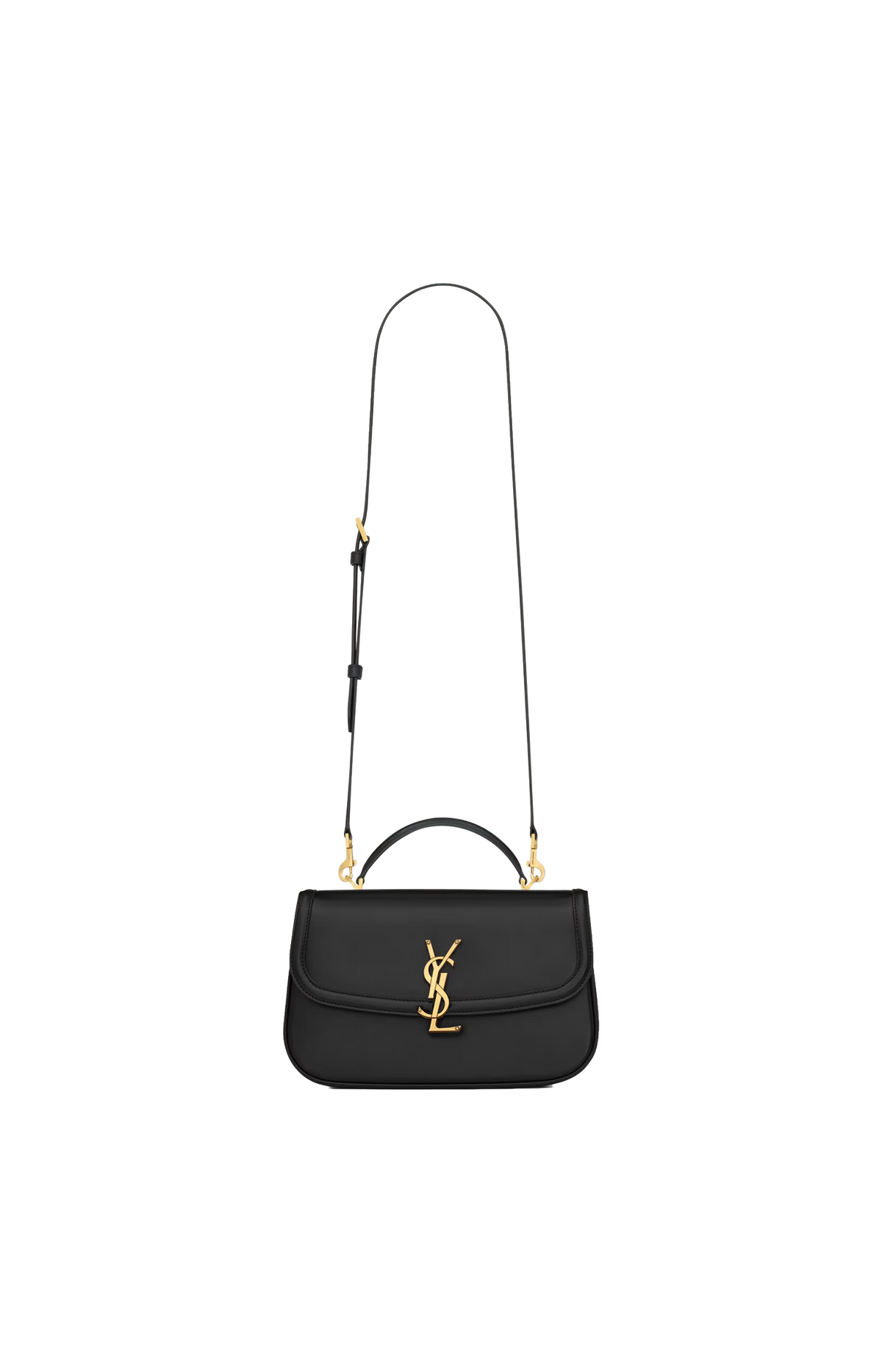 Solferino Small Top Handle Bag in Box Leather in Black