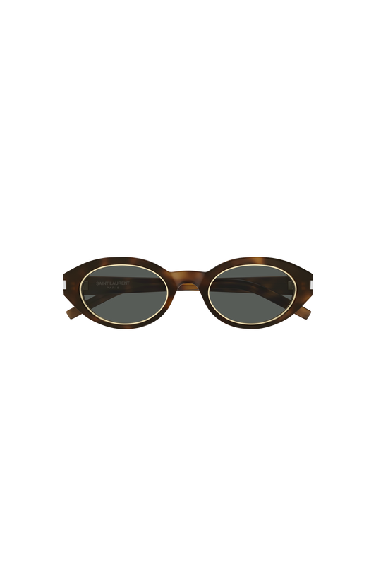 Oval-Frame Sunglasses in Havana