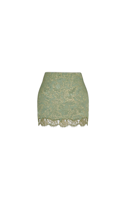Baroque Mini Skirt in Jacquard and Lace