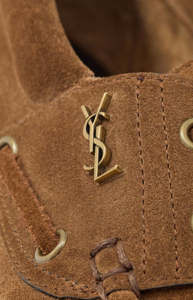Saint Laurent Le Loafer Boat Shoes in Suede in Cigar — product photo 3