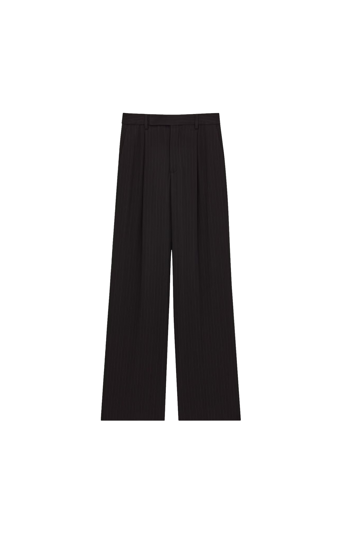 Pants in Chalk-Stripe Wool Mélange in Black/Grey