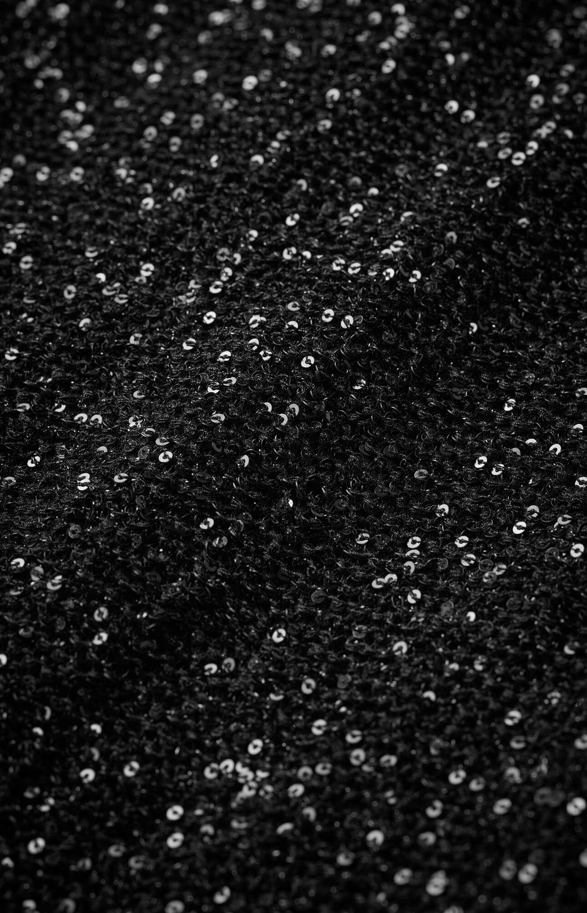 Long Sequin Dress in Metallic Knit in Black