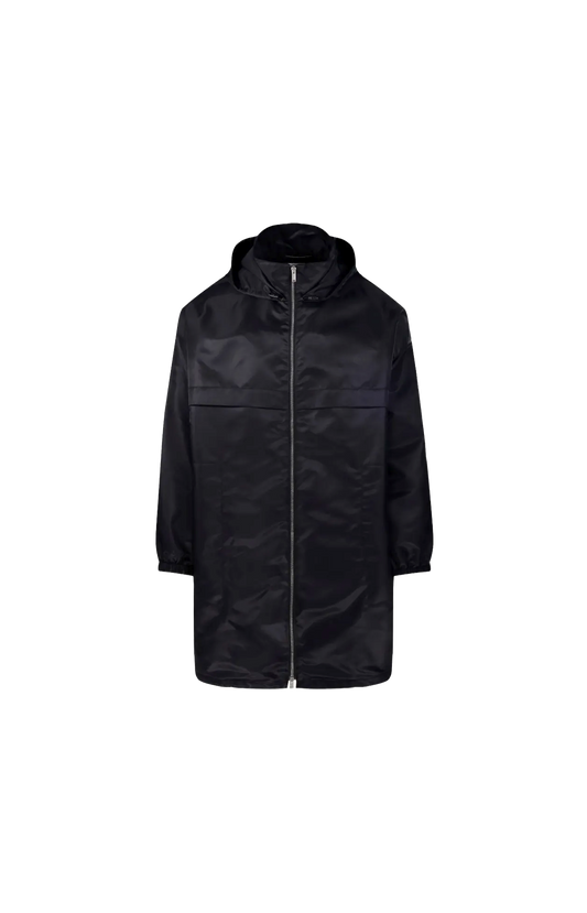 Hooded Logo-Print Parka in Black