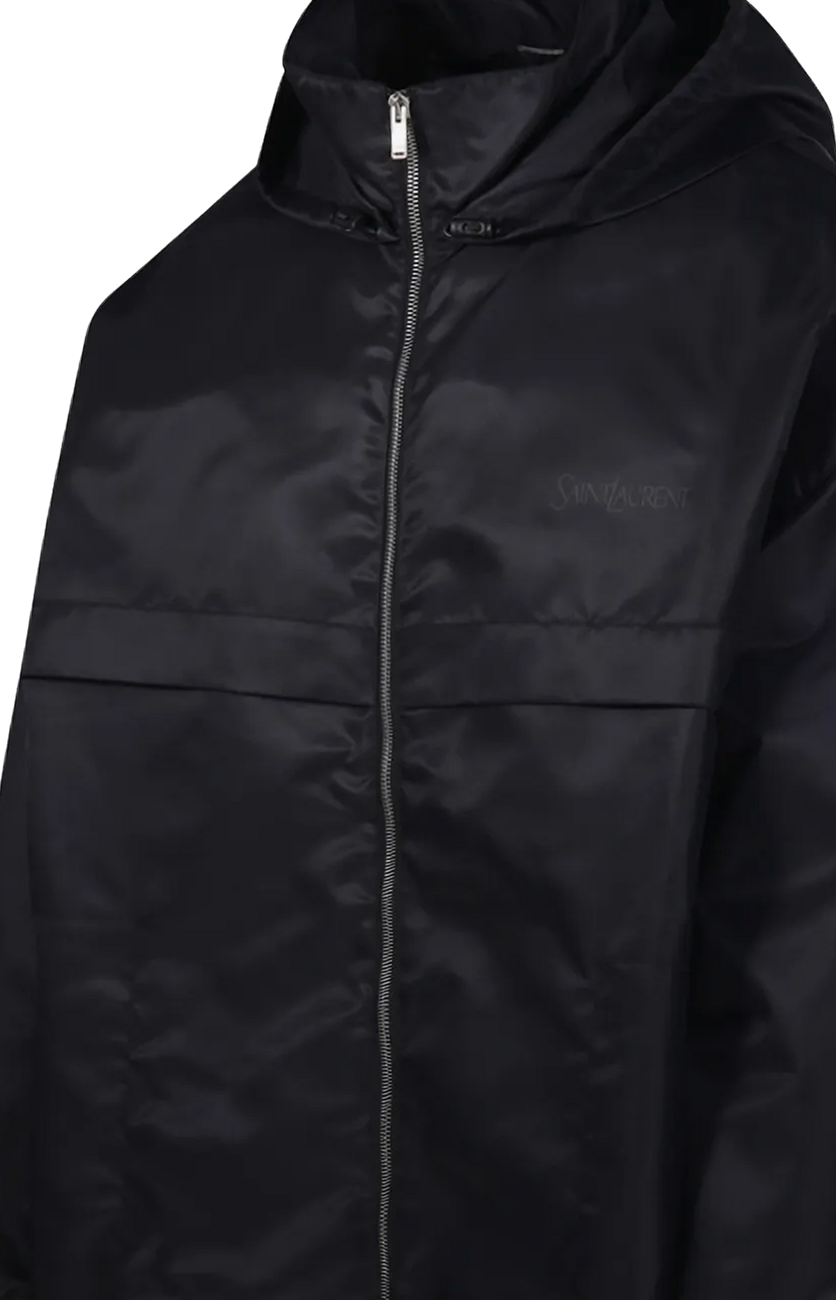 Hooded Logo-Print Parka in Black