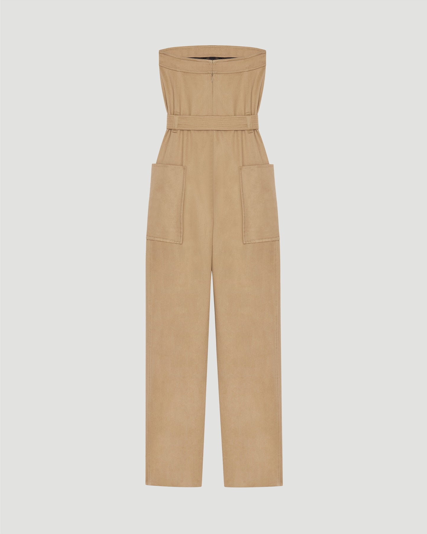 STRAPLESS JUMPSUIT IN COTTON GABARDINE