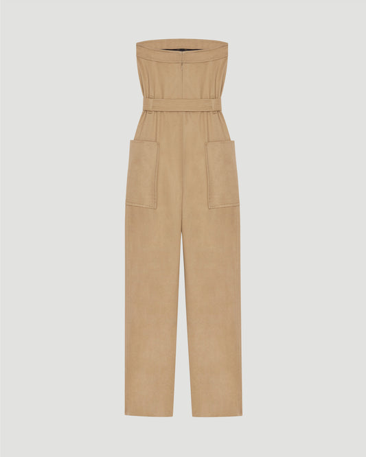 STRAPLESS JUMPSUIT IN COTTON GABARDINE