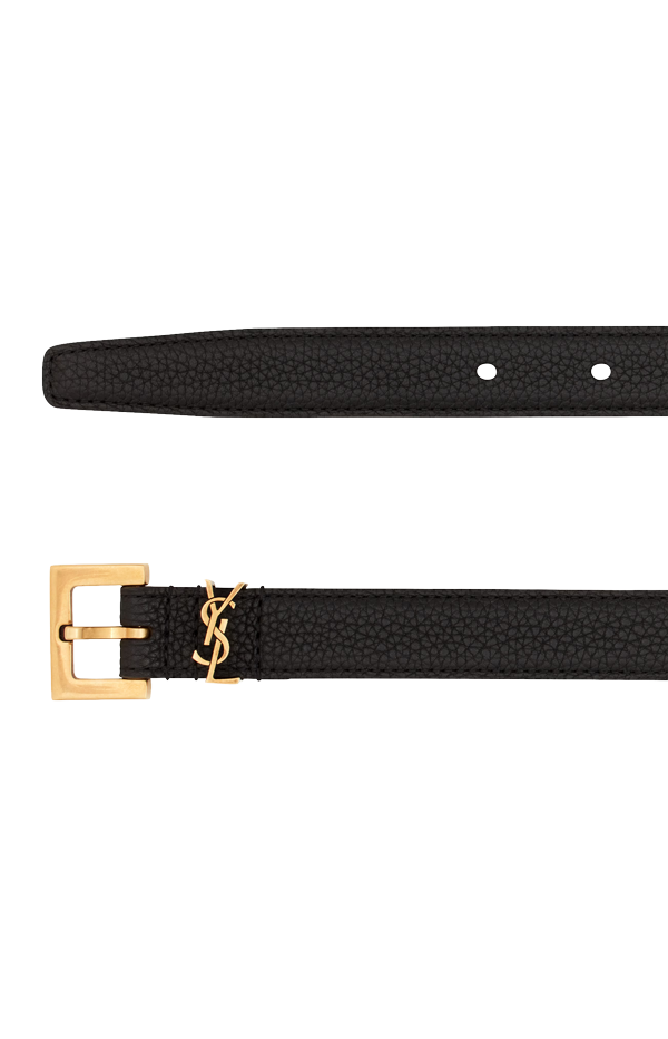 Cassandre Thin Belt in Grained Leather