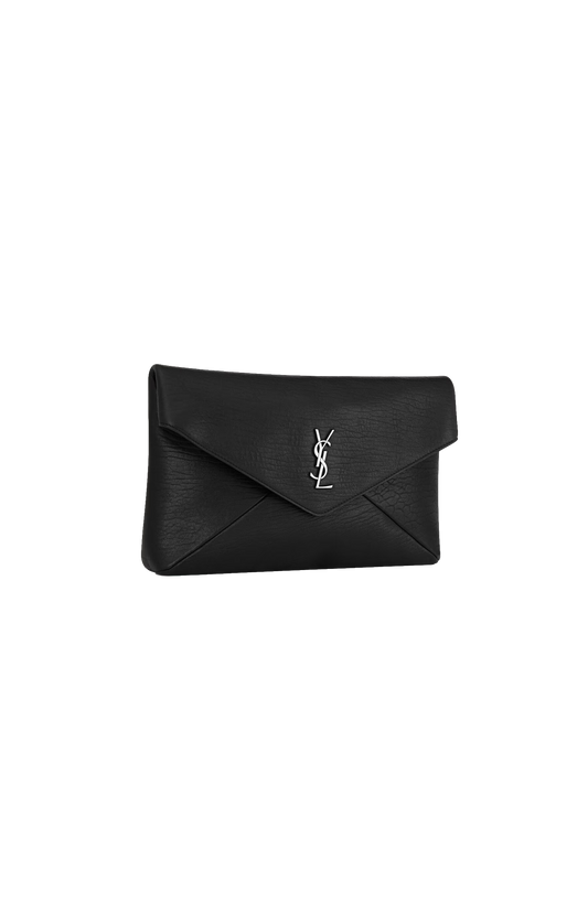 Saint Laurent Cassandre Large Envelope Pouch in Black Lambskin — product photo 2