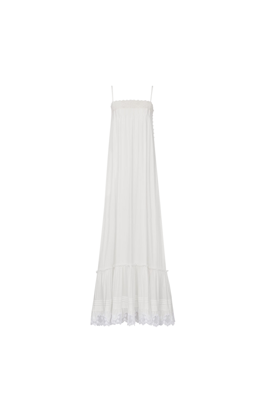 Dress in Embroidered Cotton Poplin