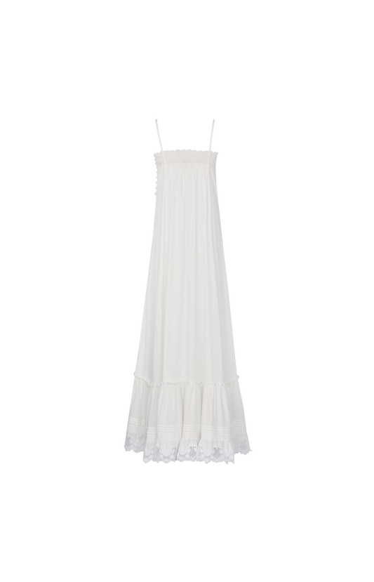 Dress in Embroidered Cotton Poplin