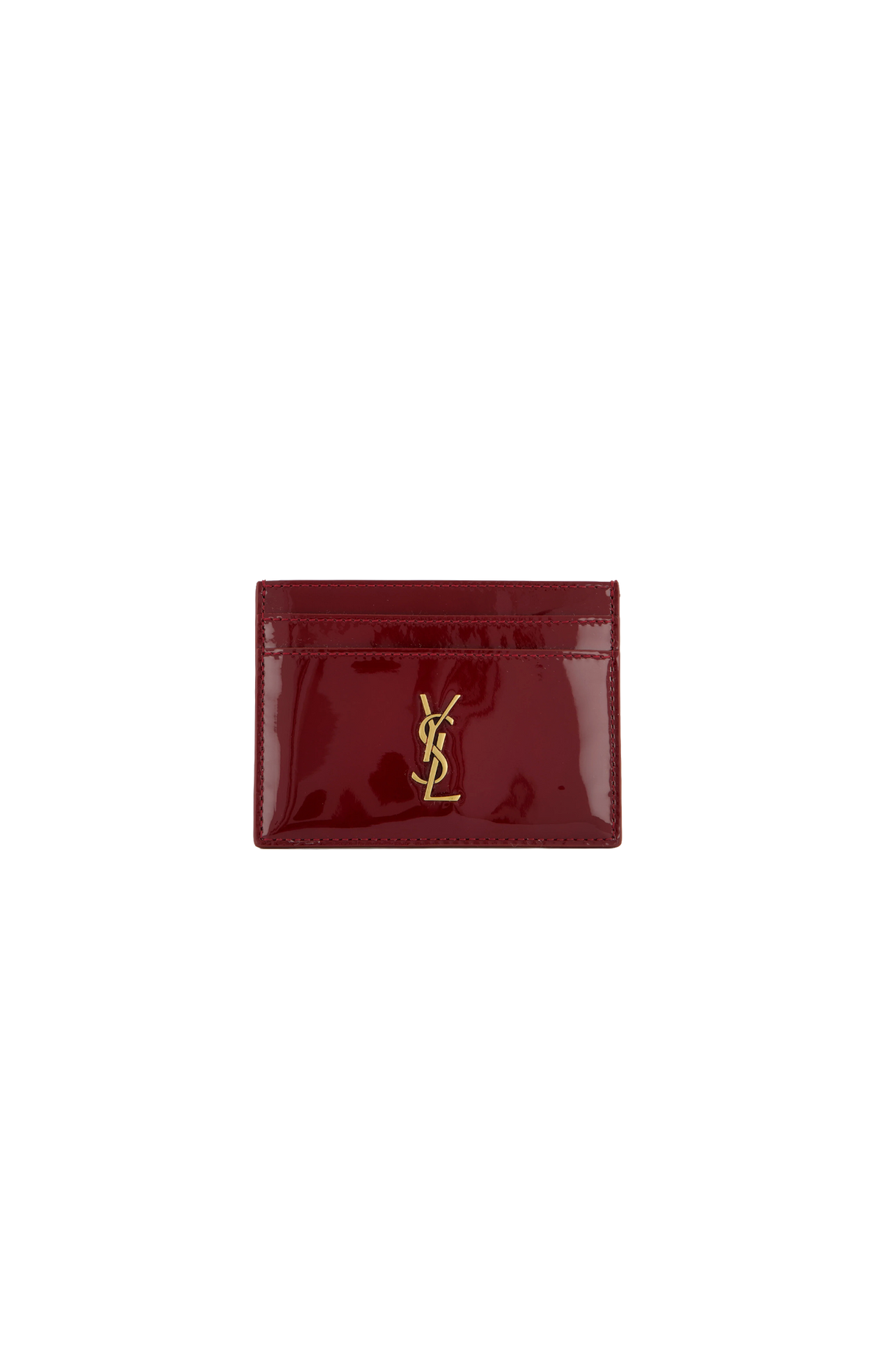 Cassandre Logo Card Case in Red Patent Leather