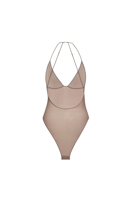 Backless Bodysuit in Stretch Silk Muslin