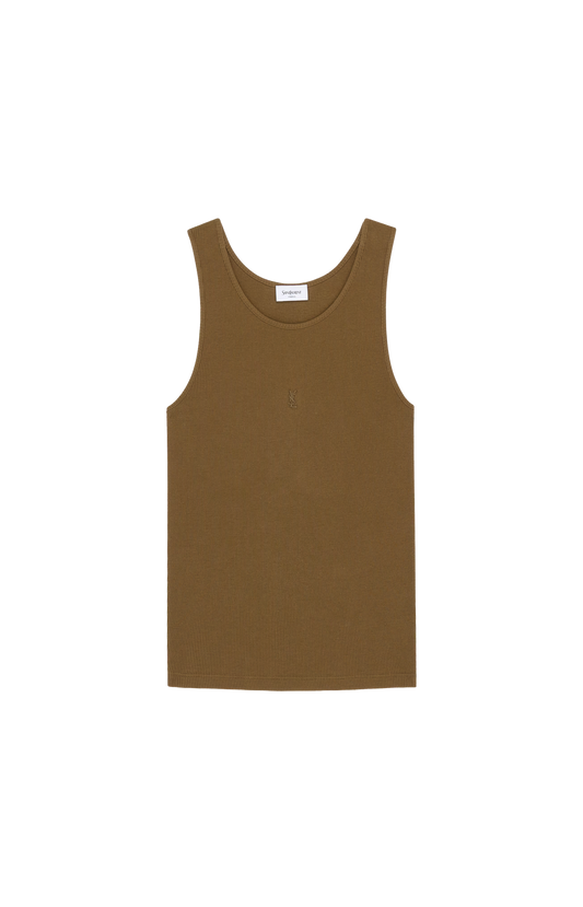 Saint Laurent Cassandre Tank Top in Ribbed Cotton Jersey