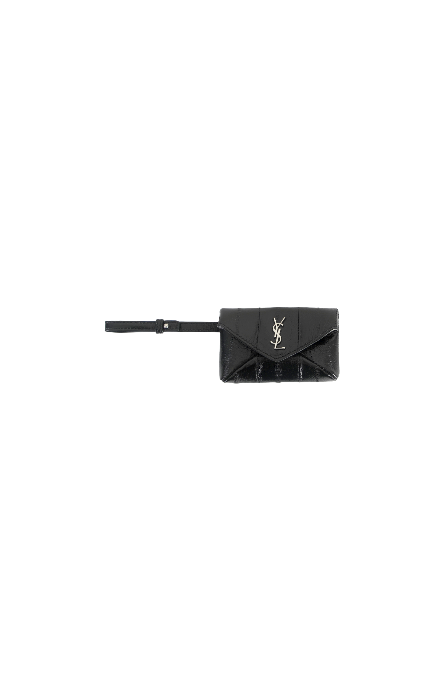 Black YSL wallet on a white background