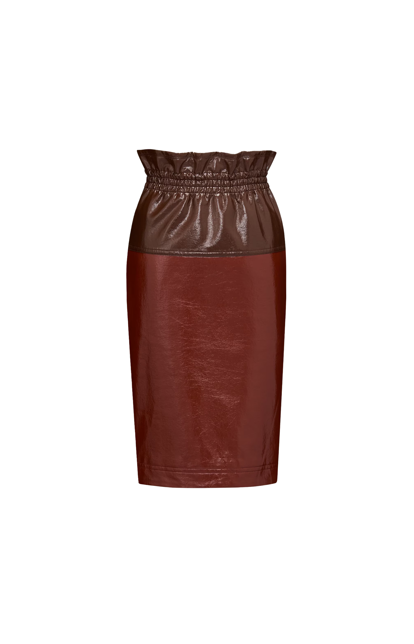 Paperbag Pencil Skirt in Coated Cotton